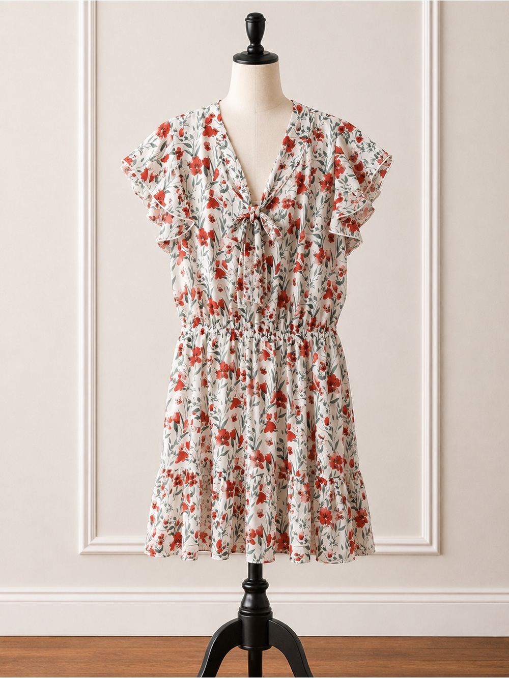 Hayden White Dress with Coral Floral Print